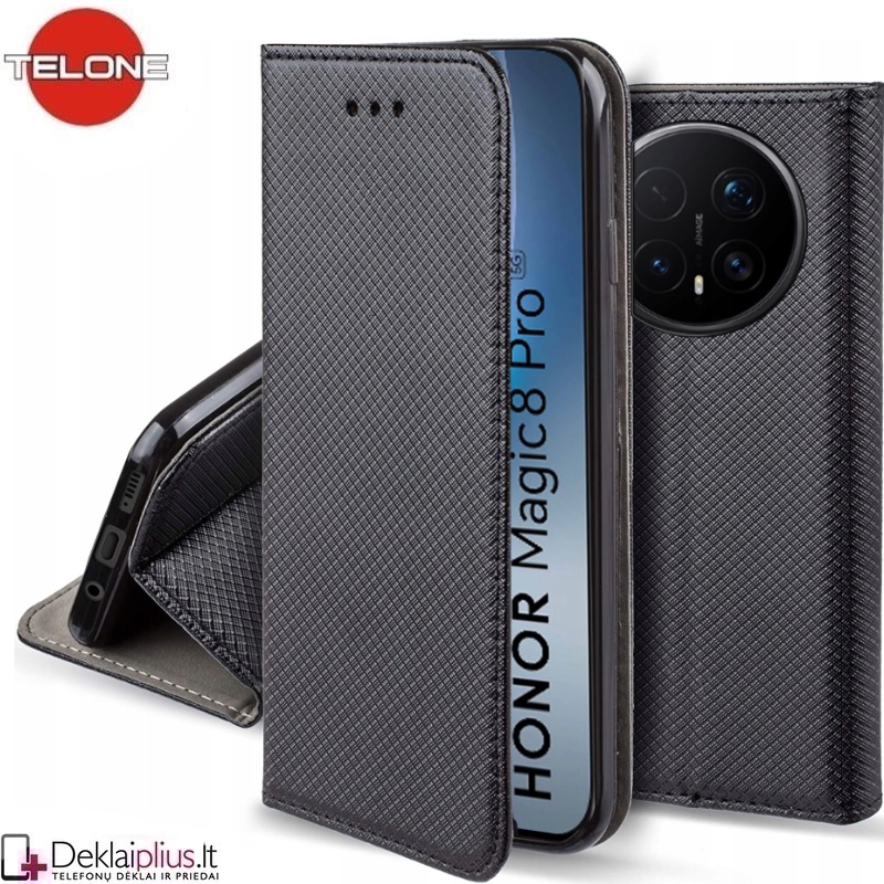 Telone atverčiamas dėklas - juodas (Huawei Honor Magic 8 Pro) Telone atverčiamas dėklas - juodas (Huawei Honor Magic 8 Pro)